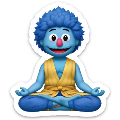Grover from Sesame Street sitting in a lotus position meditating sticker