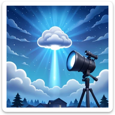 Fortnite signal in the night sky, a spotlight projecting the Fortnite logo into cloudy night sky sticker