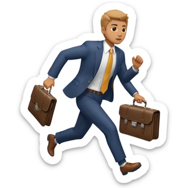 man in suit running with briefcase sticker