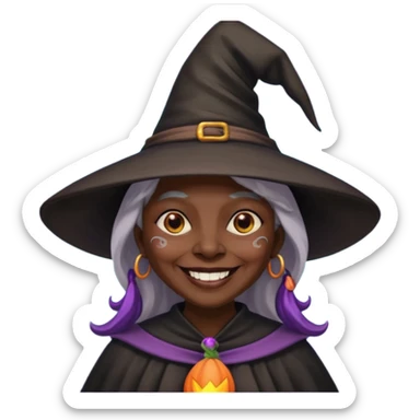 black old witch with witch hat sticker