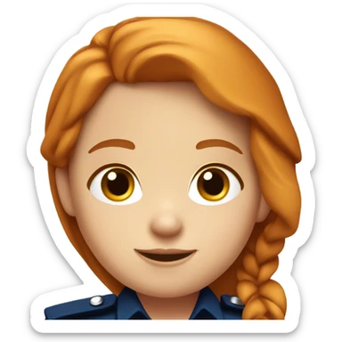 face of ginger girl police officer teen cute blue uniform  policia badge brown eyes sticker