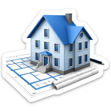 architect blueprints of a house only on paper sticker