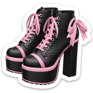 BLACKPINK-inspired gothic shoes, no hearts, black and pink, cute  sticker