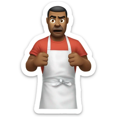 person wearing apron who is angry because ads are popping up sticker