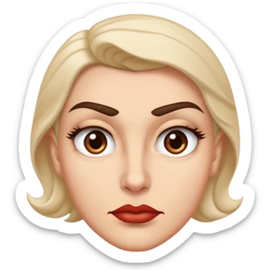 A spiteful face looks tight and sharp—eyebrows slightly lowered, lips curled in a smirk or pressed in a smug line, with eyes that or narrow with defiance or satisfaction sticker