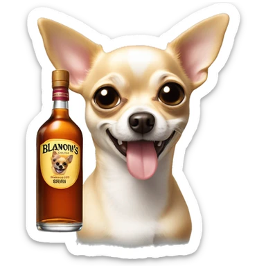 Realistic Chihuahua with a bottle of Blanton’s bourbon  sticker