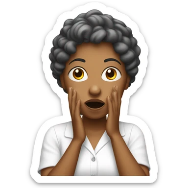 shocked woman hands up white shoes sticker