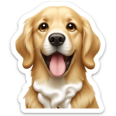 Golden retriever with whipped cream on his nose  sticker