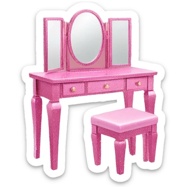 Pink glitter vanity table sticker