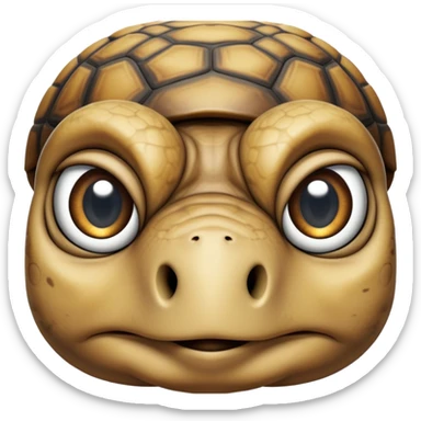 cinematic-tortoise-realistic--emoji,,-wrinkled-wise-face-peering-ahead-with-calm-determination,-cute large-eyes-reflecting-centuries of wisdom, zoomed into its face sticker