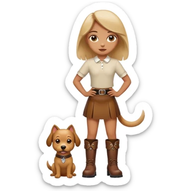 Girl dressed like a dog  in  leather skirt and boots sticker