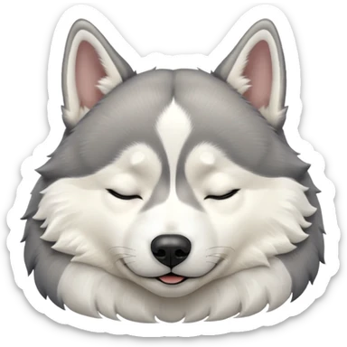 full size husky dog sleeping with eyes closed  sticker