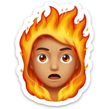 Make an emoji of a person tearing themself apart with flames and their on fire sticker