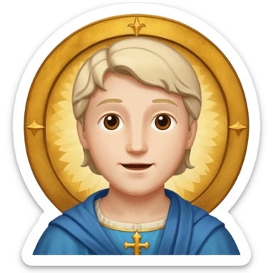 A wide face, radiant with joy, like the younger saint in a fresco sticker