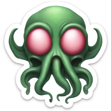Cthulhu with pursed lips and heart blowing a kiss sticker