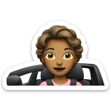 Lady driving car sticker