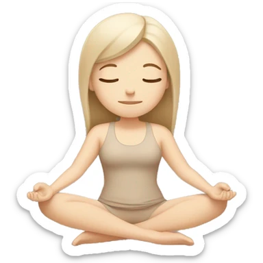 White Girl doing yoga in beige tones  sticker
