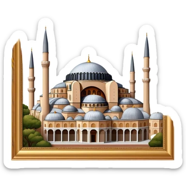 Cinematic Realistic Hagia Sophia Landmark Emoji, depicted with the majestic historic architecture rendered with intricate detail and dramatic, timeless lighting. sticker