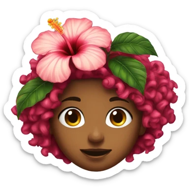 hibiscus on a curly head girl sticker