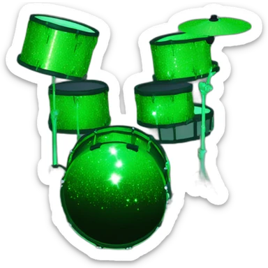 full neon green sparkly drum set sticker