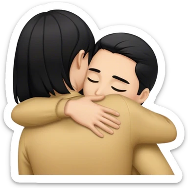 Couple hugging show from behind black hair sticker