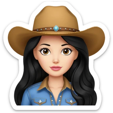 Cowgirl Barbie with black long hair sticker
