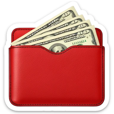 Red wallet with dollars sticker