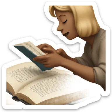 Dog reading a book but woman blocking the words sticker