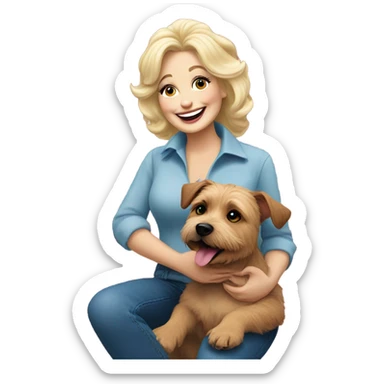 Dolly Parton holding border terrier sticker