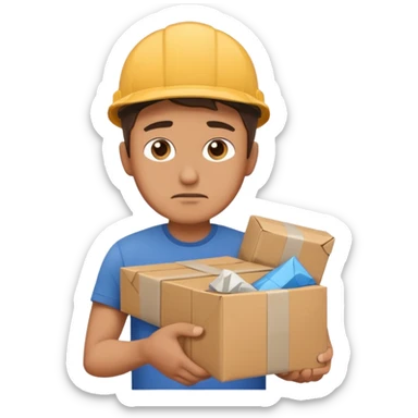 Hombre triste entregando paquetes destruidos (mensajero) sticker