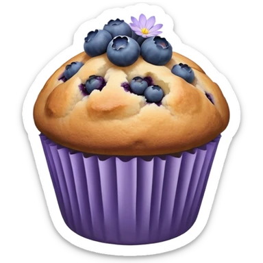 Blueberry muffin with lavender flower on it sticker