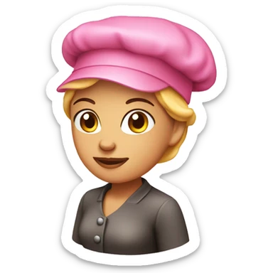 Female baker pink hat  sticker