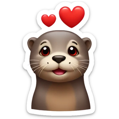 otter with red hearts instead of eyes  sticker