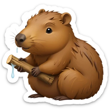 capibara chewing wood sticker