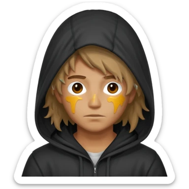 Moreno greñudo con capucha cuba la cara sticker