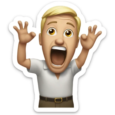 A man dramatically shouting into his open hands. sticker