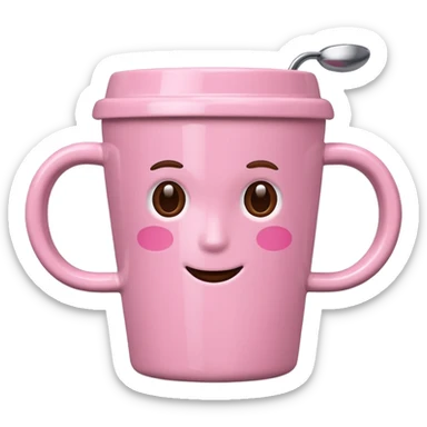 pink coffee cup without eyes sticker