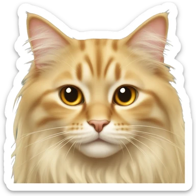 Two longhair cats, right is golden color, left is creamy color sticker