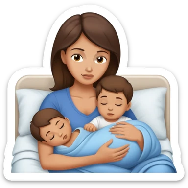 Light brunette fit mom forcing baby boy to go to sleep sticker