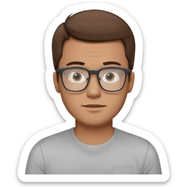 a young dad with brown hair, light skin color, with rectangular glasses, without beard sticker