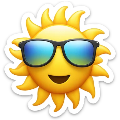 A smiling sun wearing sunglasses to represent a bright, sunny day sticker