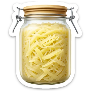 Sauerkraut Cinematic Realistic Sauerkraut Dish Emoji, depicted as tangy fermented cabbage neatly served in a traditional jar, rendered with vibrant textures and crisp, natural lighting. sticker