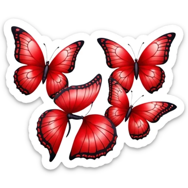  crimson butterflies with cracked porcelain red wings in gothic style sticker