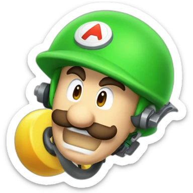 luigi with a device designed to propel a projectile using pressure or explosive force sticker