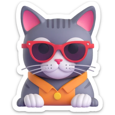 cat wearing sunglasses, fun and cool vibe sticker