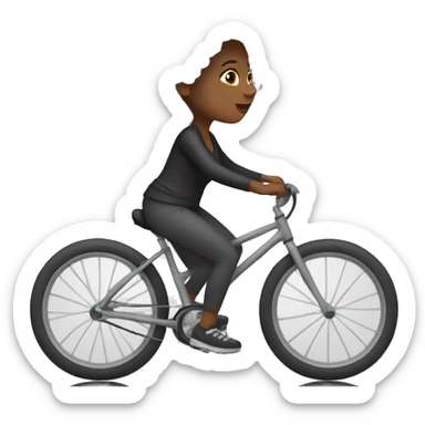 Black woman with a gray afro biking  sticker
