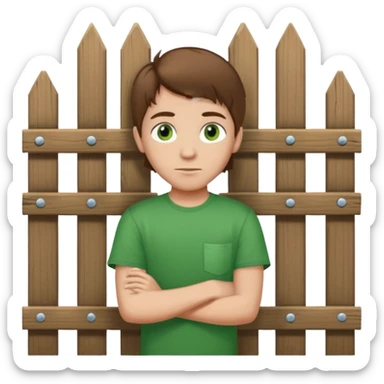 Tim (cute southern boy who looks like a city boy) with brown hair and green eyes working on a fence in Louisiana sticker