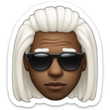 tyler the creator with a short white wig and dark sunglasses looking looking slightly annoyed sticker