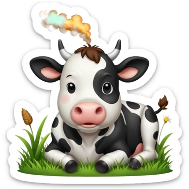 cute cow smoke weed sticker