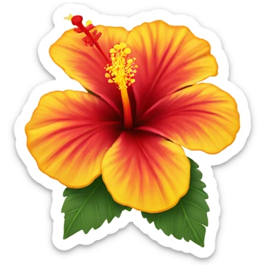Red and yellow hibiscus flower sticker